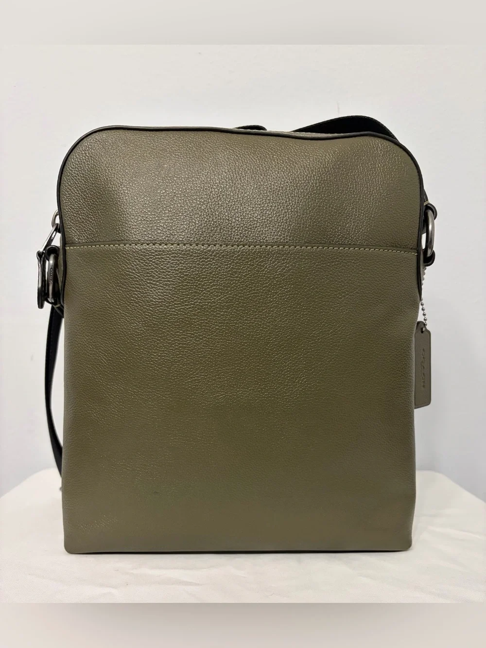 Coach Houston Olive Green Flight Bag (#CP756) Pebbled Leather Small Crossbody